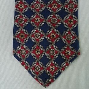 Bert Pulitzer Men's Tie Elegant Silk Red White and Blue Patterned Tie